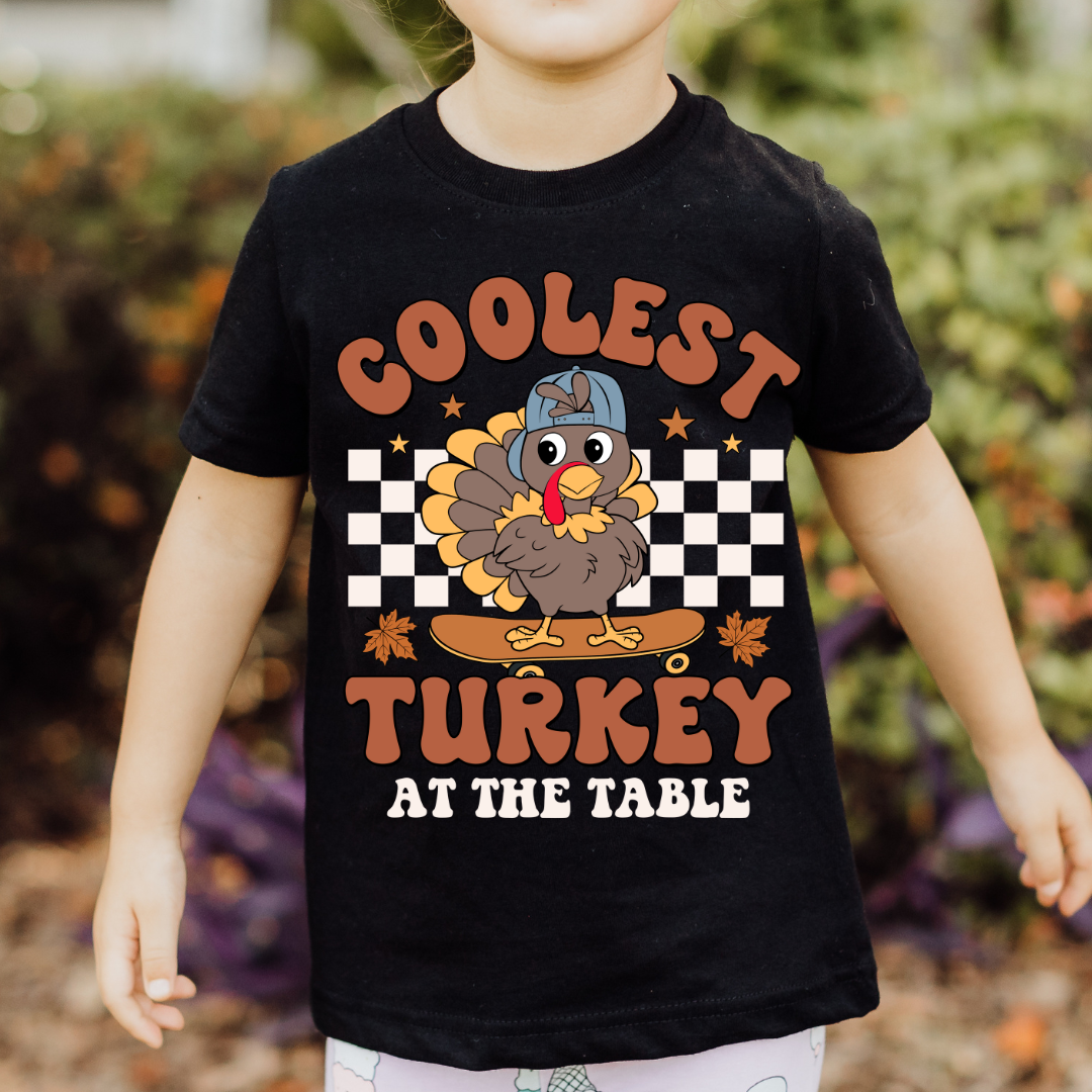 Coolest Skateboarding Turkey (White) Thanksgiving DTF TRANSFER