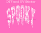 White Lace Spooky Varsity Letters Halloween DTF TRANSFER or UV DTF STICKER DECAL