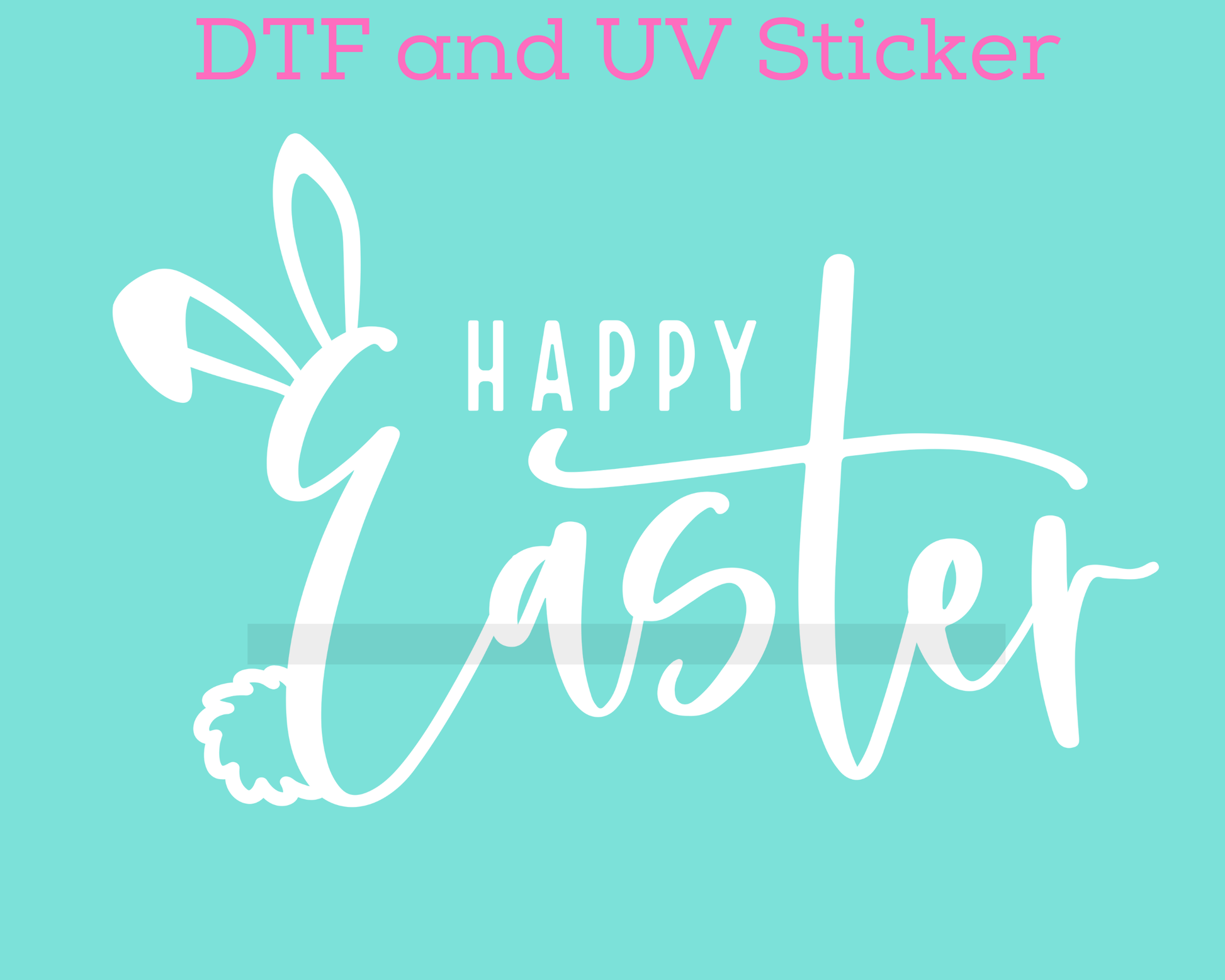 White Happy Easter Easter DTF TRANSFER or UV DTF STICKER or UV DTF STICKER