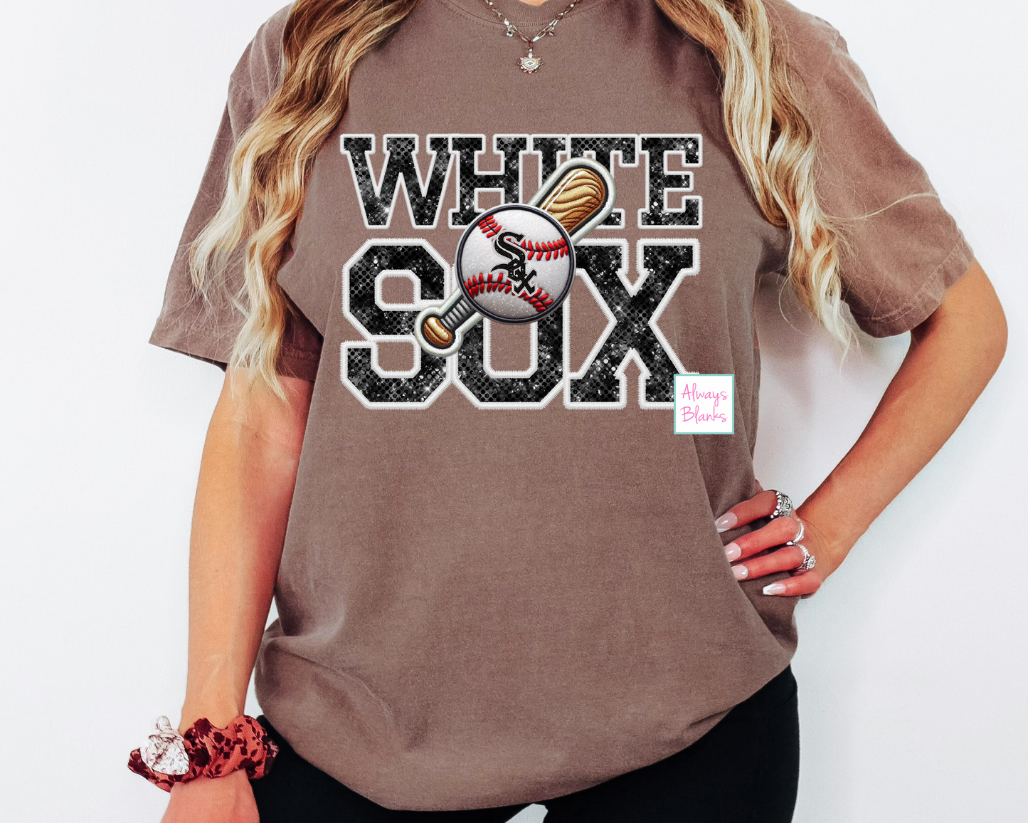 White Sox Baseball Faux Sequins DTF TRANSFER or UV DTF STICKER