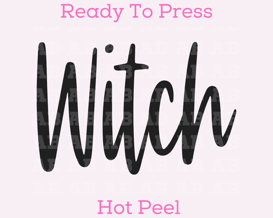 Script Witch (Black) Halloween DTF TRANSFER or UV DTF STICKER