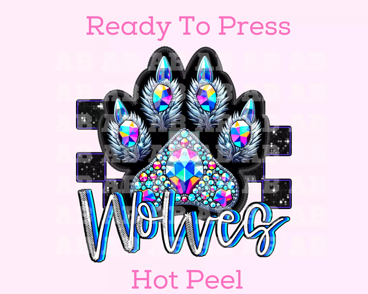 Checkered Wolves Faux Embroidery School Mascot DTF TRANSFER or UV DTF STICKER