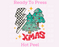 Checkered Xmas Bolt And Trees (Distressed) Christmas DTF TRANSFER