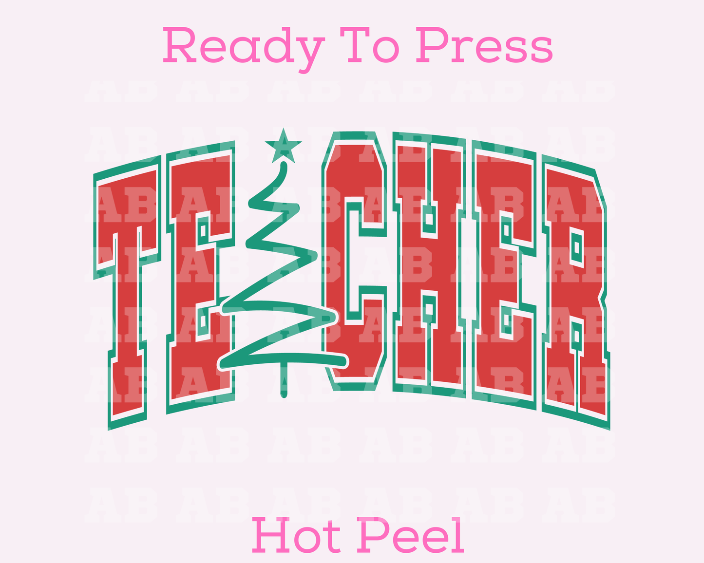 Teacher (Varsity) Christmas DTF TRANSFER  or UV DTF STICKER or UV DTF STICKER DECAL