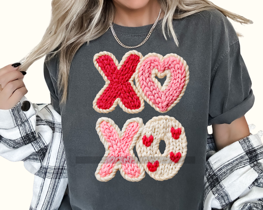 XOXO Faux Yarn Valentine's Day DTF TRANSFER or UV DTF STICKER