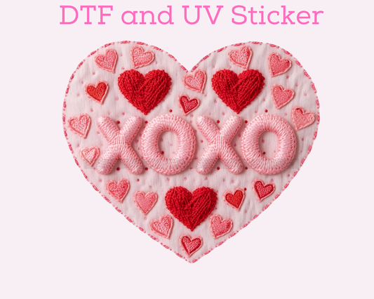 XOXO Faux Yarn Valentine's Day DTF TRANSFER or UV DTF STICKER