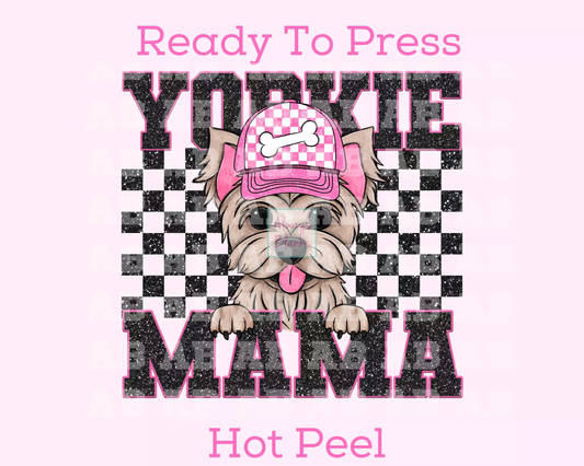 Yorkie Mama (Black) Faux Sequins Faux Embroidery Mom DTF TRANSFER or UV DTF STICKER DECAL