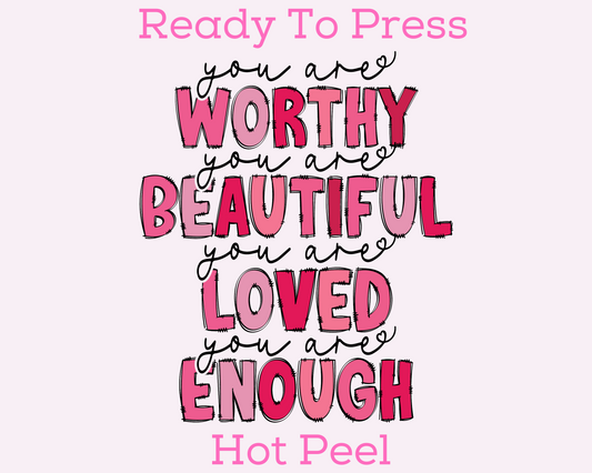 Pink Valentine's Affirmations Valentines Day DTF TRANSFER or UV DTF STICKER