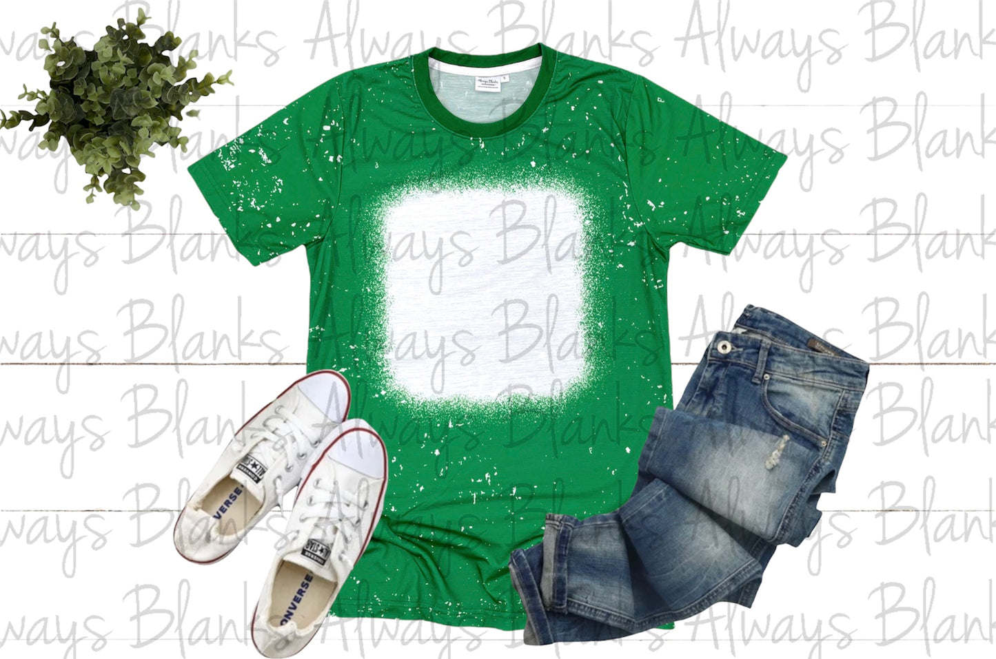 ADULT MOCK UP GREEN BLEACHED STYLE 100% Polyester Shirt
