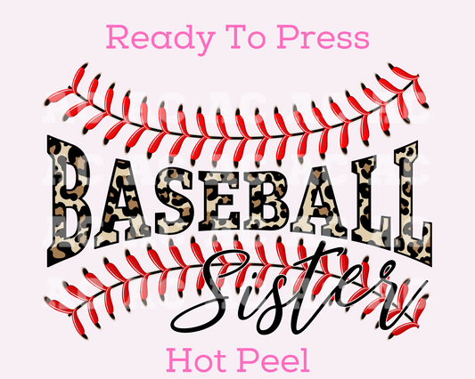 Baseball Sister Leopard DTF TRANSFER or UV DTF STICKER