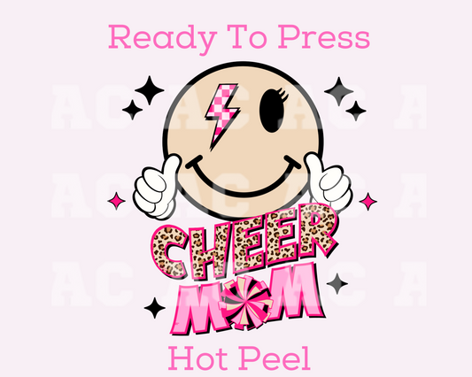 Cheer Mom Smiley DTF TRANSFER or UV DTF STICKER