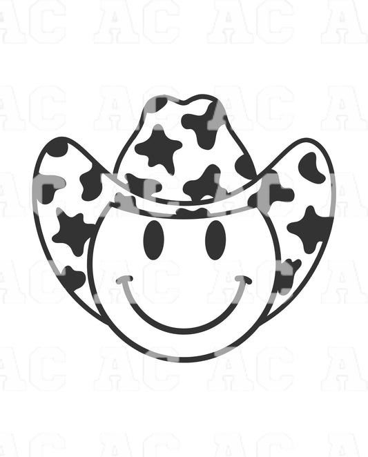 Happy Cowboy Black DTF TRANSFER or UV DTF STICKER