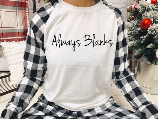 MODEL MOCK UP ADULT 100% Black Plaid Christmas Pajamas