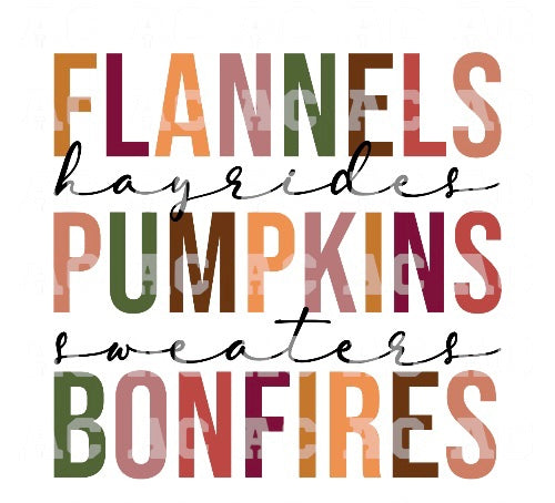 Flannels Pumpkins Bonfires DTF TRANSFER