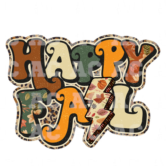 Happy Fall DTF TRANSFER or UV DTF STICKER DECAL