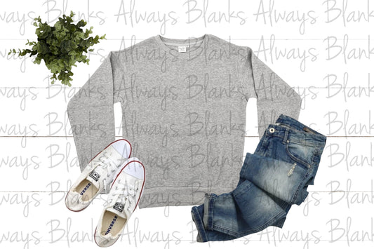 ADULT MOCK UP 100% Heather Grey LIGHTWEIGHT FLEECE Sweatshirt