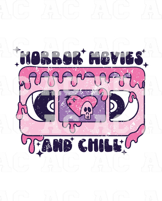 Horror Movies and Chill Distressed DTF TRANSFER