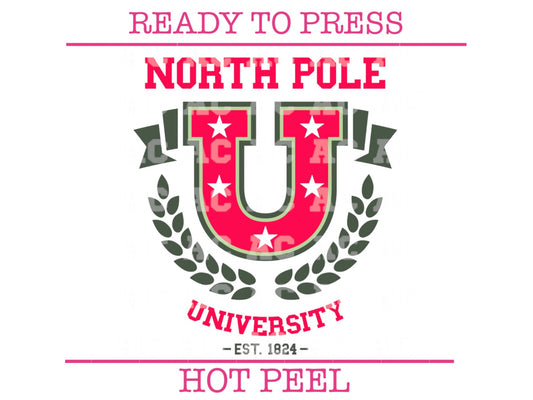 North Pole University DTF TRANSFER or UV DTF STICKER