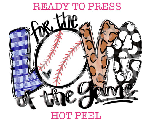 Love of the Game Baseball (Blue) DTF TRANSFER or UV DTF STICKER