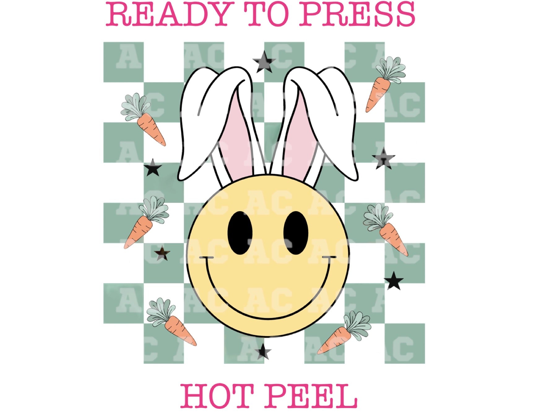 Happy Bunny Checkered Easter DTF TRANSFER or UV DTF STICKER or UV DTF ...