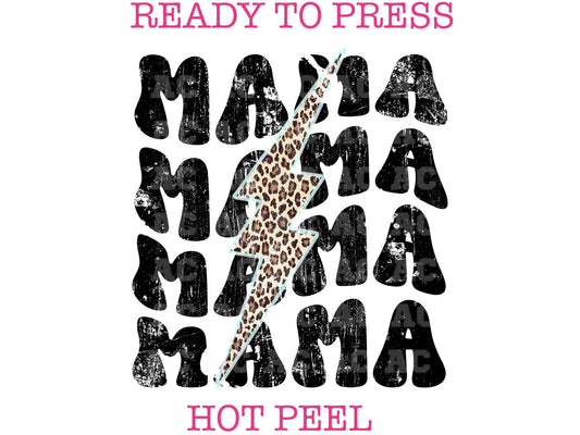 Mama Leopard Lightening (Distressed) DTF TRANSFER or UV DTF STICKER DECAL