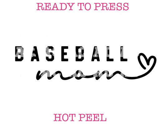 Baseball Script Mom (Black) DTF TRANSFER or UV DTF STICKER