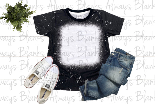 KIDS MOCK UP BLACK BLEACHED STYLE 100% Polyester Shirt