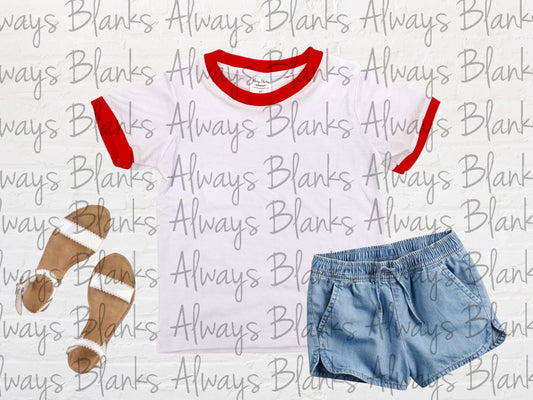 KIDS MOCK UP 100% RED RINGER Short Sleeve Shirt