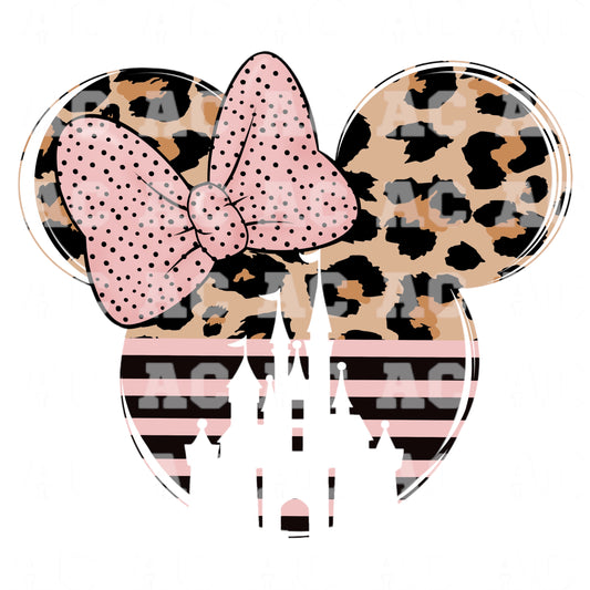 Leopard Minnie Disney Castle DTF TRANSFER