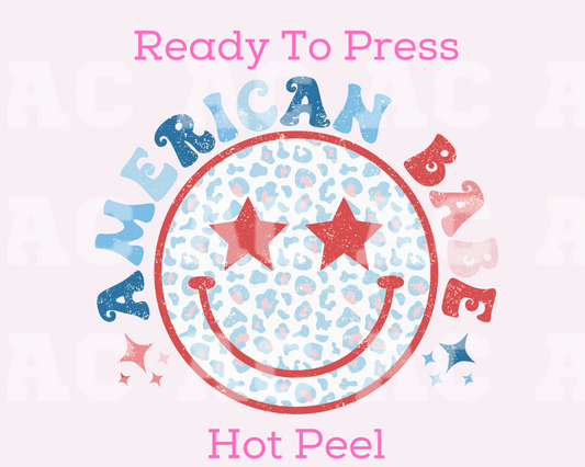 American Babe Smiley (Multicolor) DTF TRANSFER