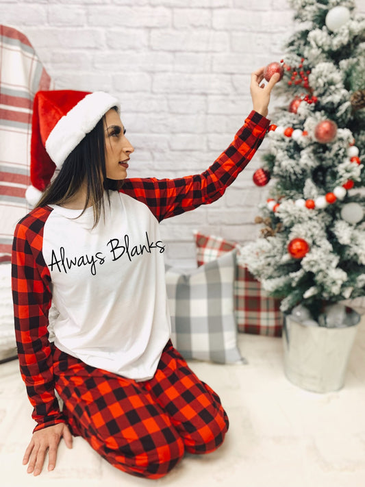 MODEL MOCK UP ADULT 100% Red Plaid Christmas Pajamas