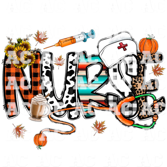 Nurse Fall DTF TRANSFER or UV DTF STICKER DECAL