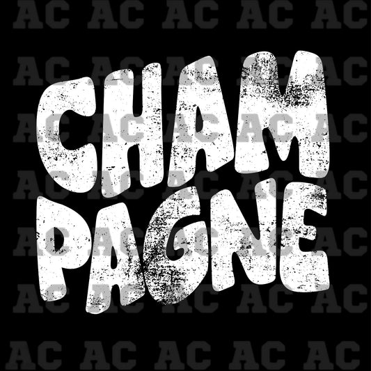 Distressed Champagne (White) DTF TRANSFER or UV DTF STICKER DECAL