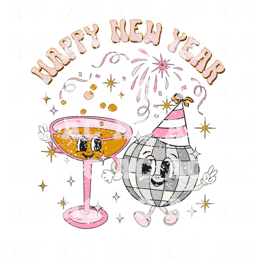 Happy New Year DTF TRANSFER or UV DTF STICKER DECAL