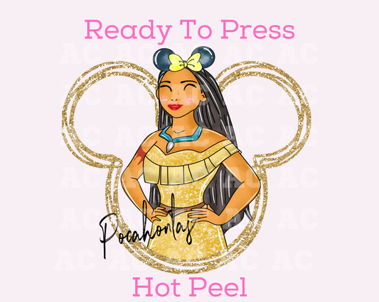 Pocahontas Gold Disney Princess DTF TRANSFER