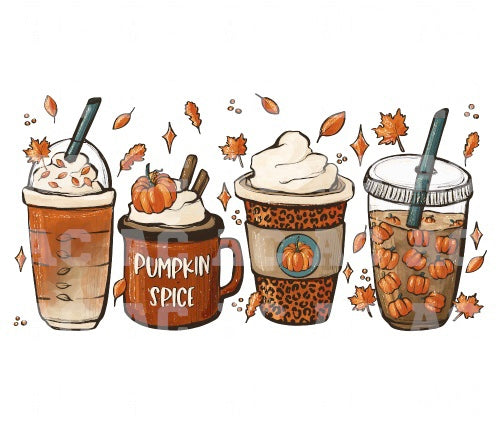 Pumpkin Spice Coffee Cups DTF TRANSFER