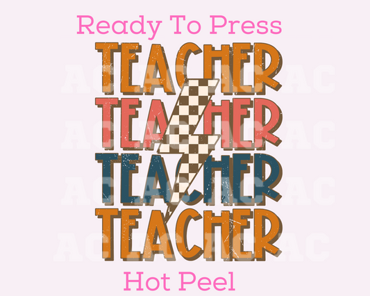 Teacher Stacked (Distressed) DTF TRANSFER or UV DTF STICKER DECAL