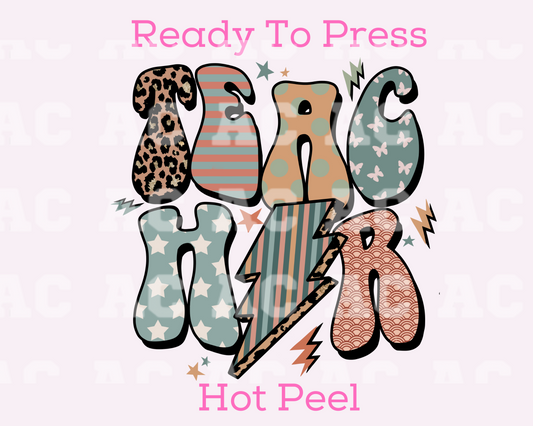 Teacher Bolt DTF TRANSFER or UV DTF STICKER DECAL