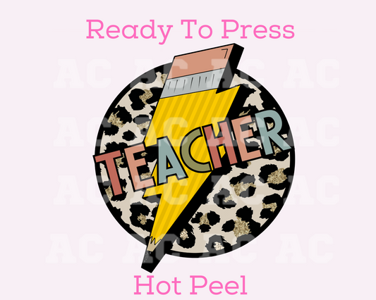 Teacher Pencil Bolt DTF TRANSFER or UV DTF STICKER DECAL
