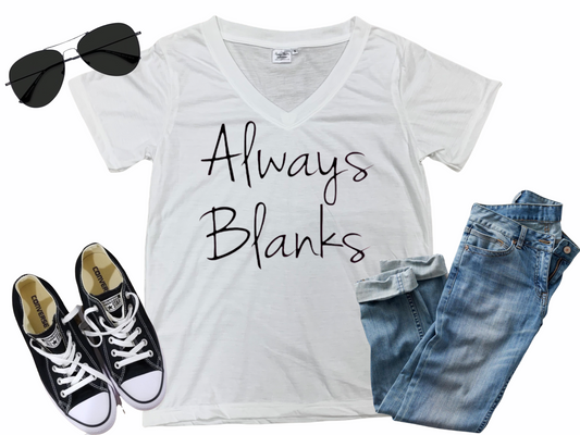 ADULT MOCK UP White V-Neck 100% Polyester Shirt