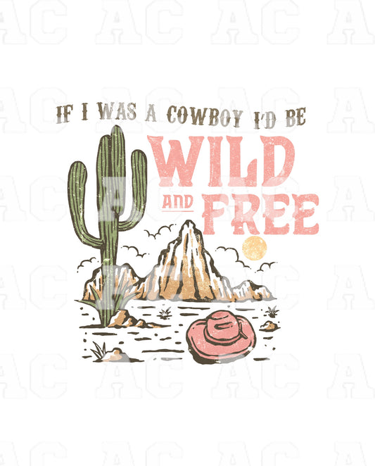 Wild and Free Cowboy Distressed DTF TRANSFER