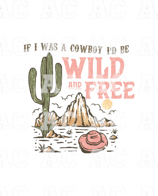 Wild and Free Cowboy Distressed DTF TRANSFER or UV DTF STICKER