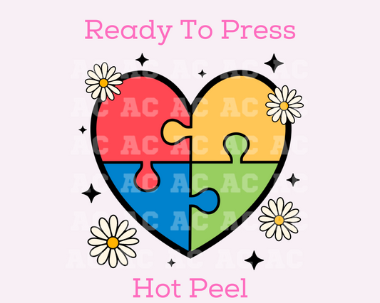 Autism Heart (Puzzle) DTF TRANSFER or Uv Dtf Sticker