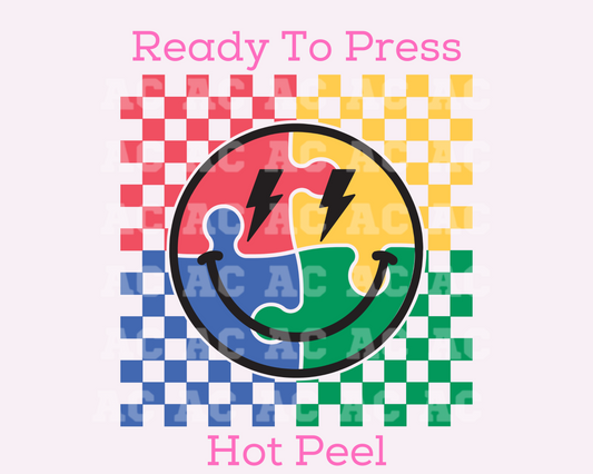 Autism Smiley DTF TRANSFER or Uv Dtf Sticker