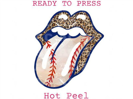 Leopard lips Baseball Tongue Distressed Baseball DTF TRANSFER