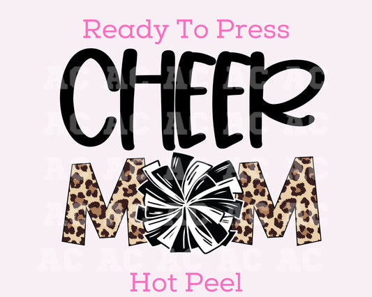 Cheer Mom Pom (Leopard) DTF TRANSFER