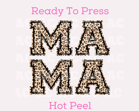 Mama Varsity (Leopard) DTF TRANSFER or UV DTF STICKER DECAL