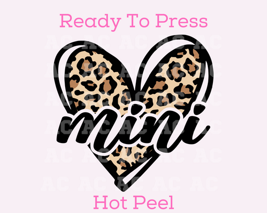 Leopard Mini Heart DTF TRANSFER or UV DTF STICKER DECAL