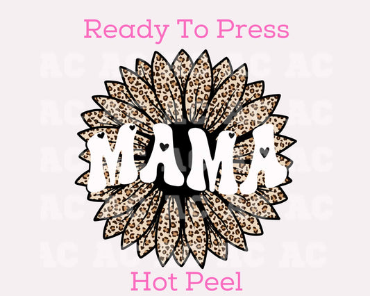 Sunflower Mama (Leopard) DTF TRANSFER or UV DTF STICKER DECAL