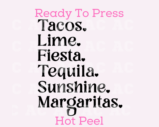 Tacos Lime (Black) DTF TRANSFER